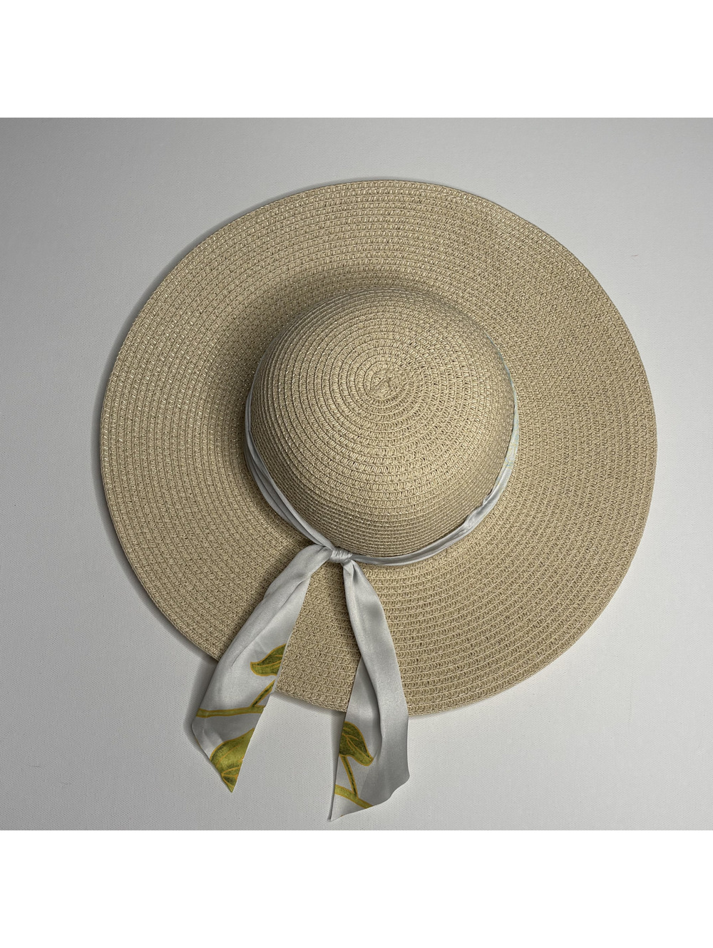 Max Studio Wide Brim Straw Hat Bow Tie Sun Beach Hat